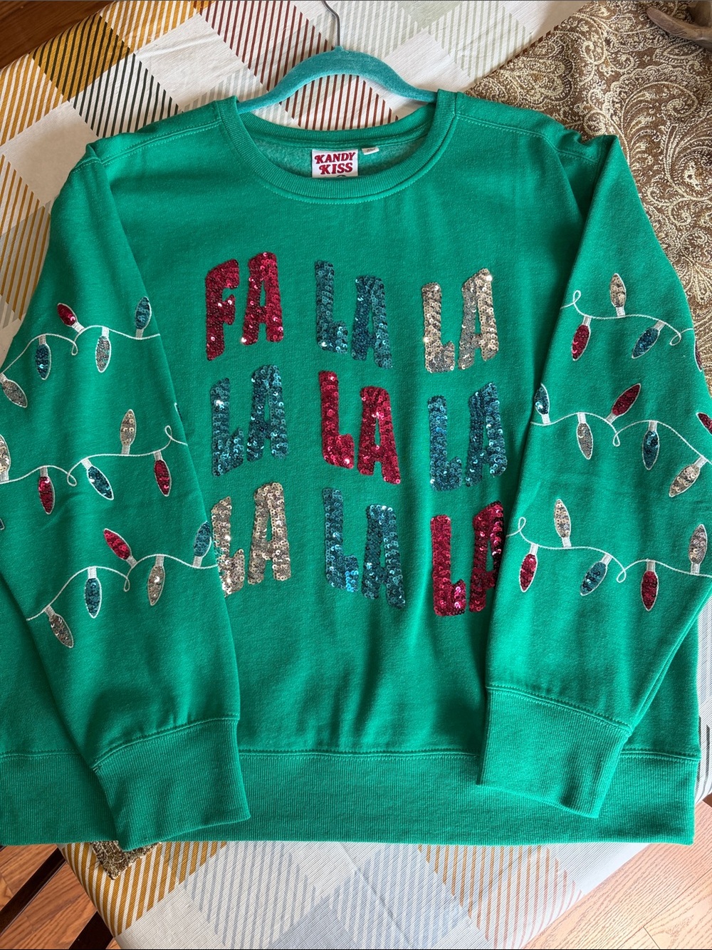 NWT Kandy Kiss Christmas Sweatshirt FA LA LA LA Size XL